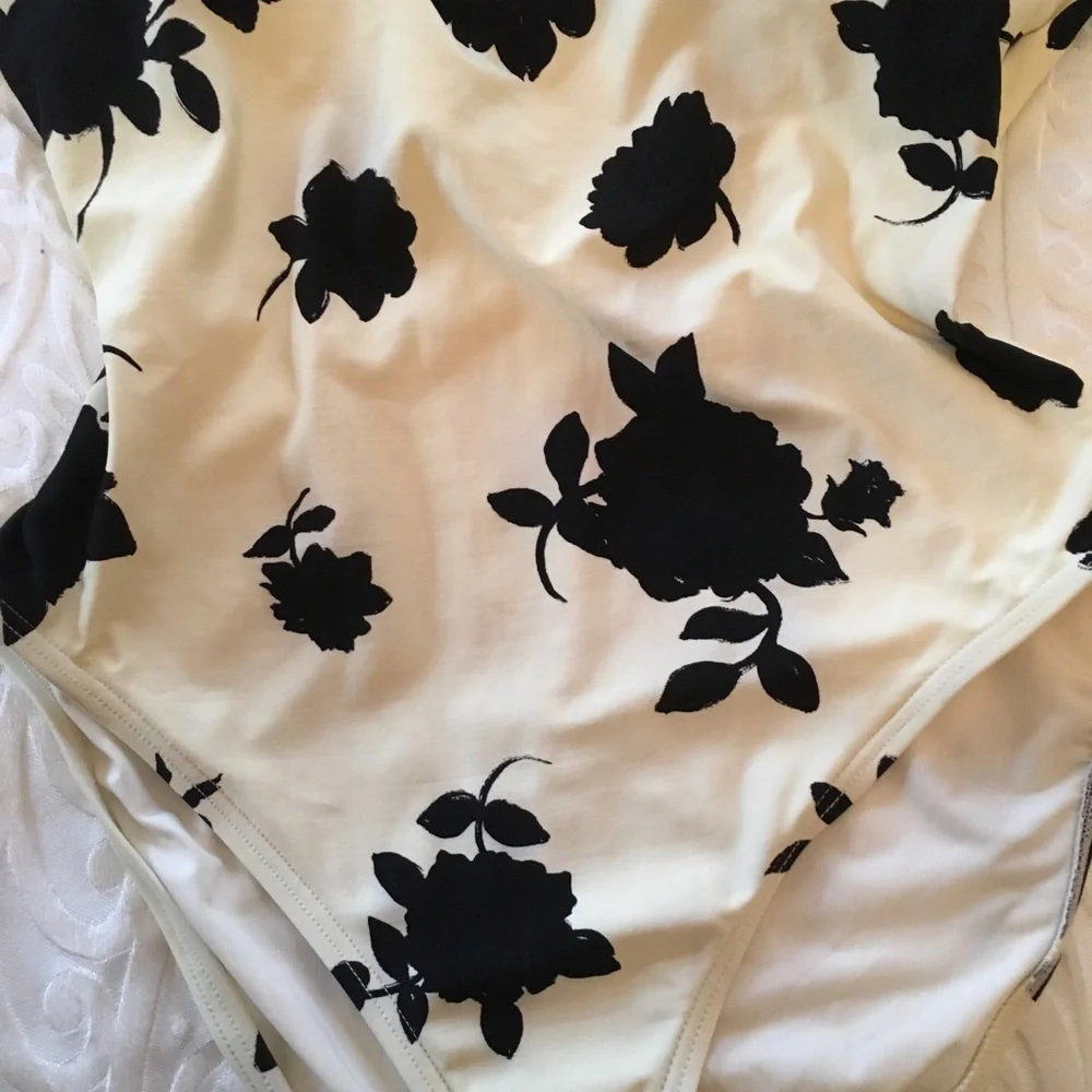 Kate Spade Cream One-Piece Swimsuit with Black Floral Print - Picture 6 of 12